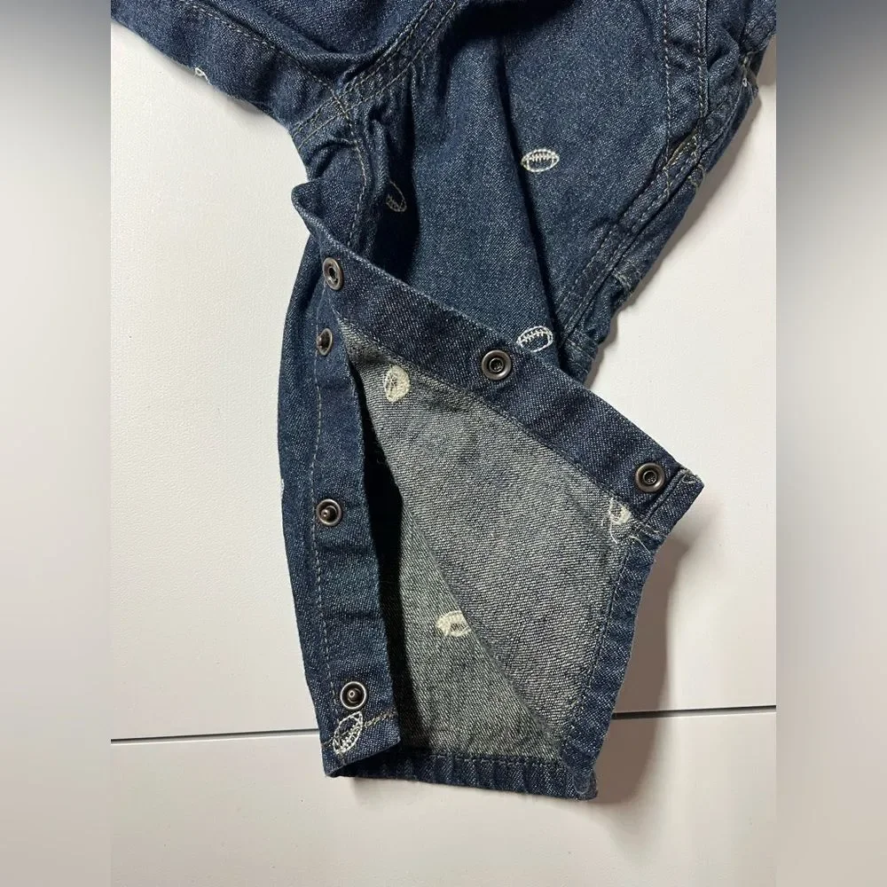 OshKosh Football Dark Denim Overalls 12 months